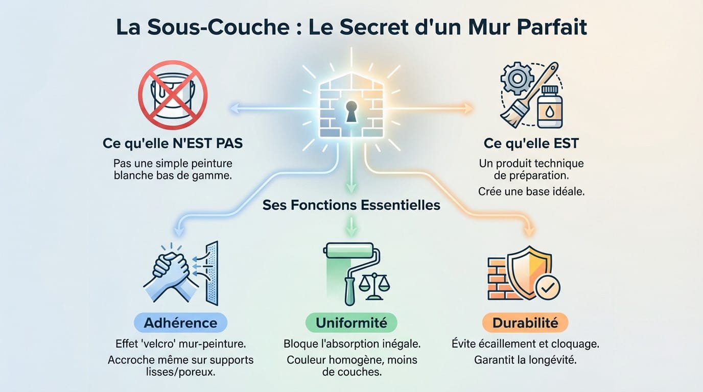 Application d'une sous-couche blanche au rouleau sur un mur avant peinture de finition