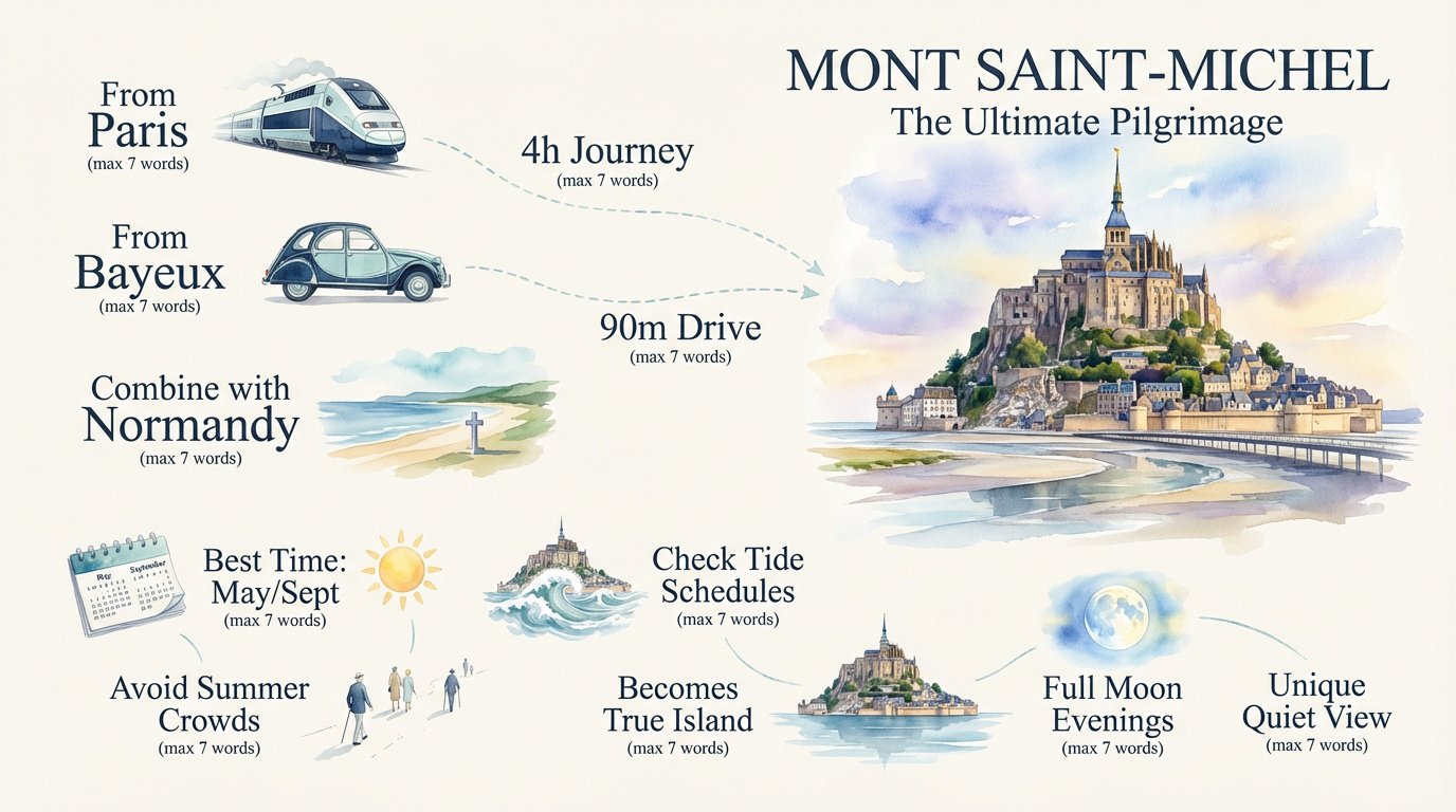 Mont Saint-Michel rising from the sea at high tide